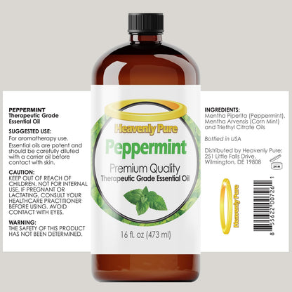 Heavenly Pure Peppermint Essential Oil (16 OZ Bulk) – Natural Mint Aroma for Aromatherapy