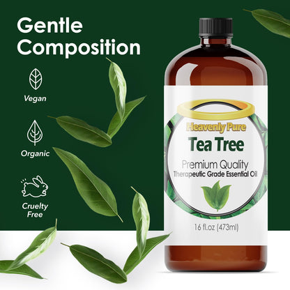 Heavenly Pure Tea Tree Essential Oil 16 oz – Pure Therapeutic Grade for Laundry, Home & Health – Bulk Aromatherapy Oil