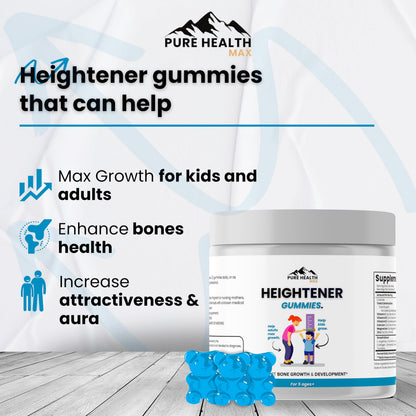 PURE HEALTH MAX Heightener Gummies — Natural Height Growth Support for Kids, Teens & Adults | Calcium & Zinc + L-Arginine