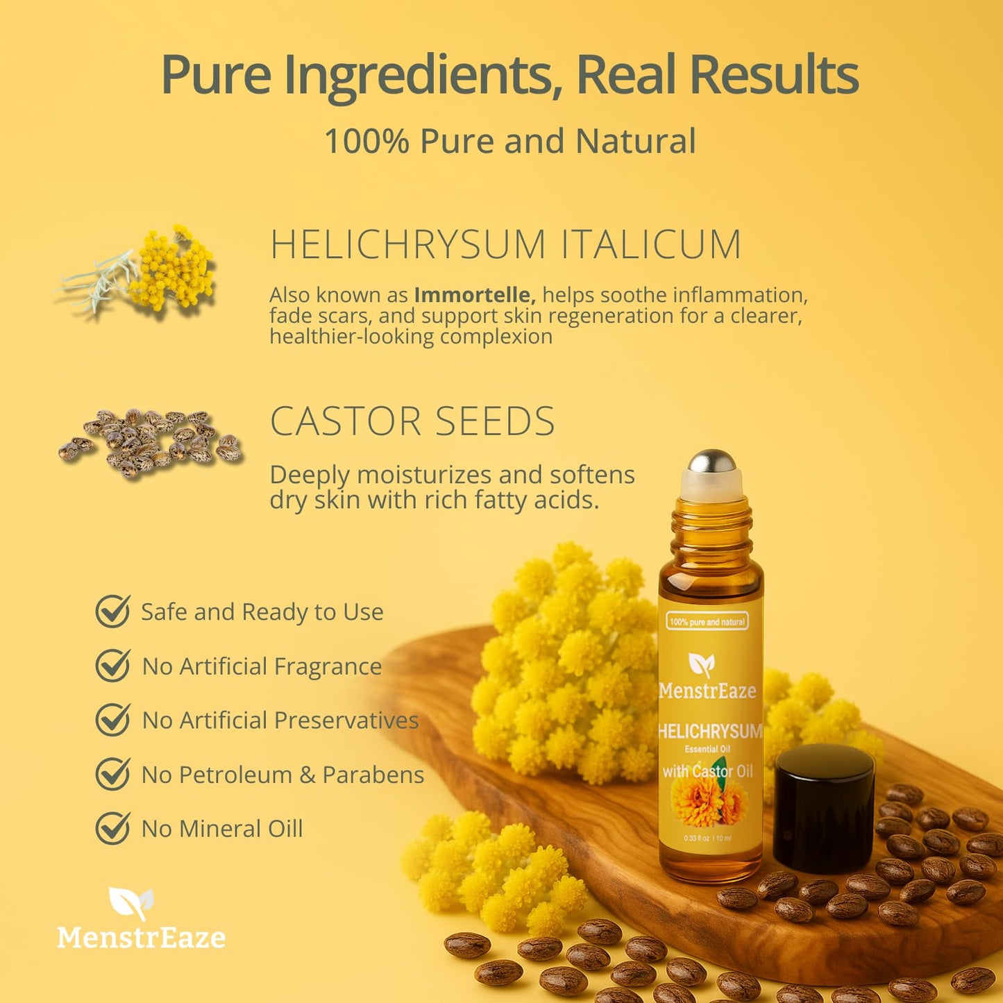 Helichrysum & Castor Oil Roll-On 10ml | High Potency, Acne & Anti-Aging