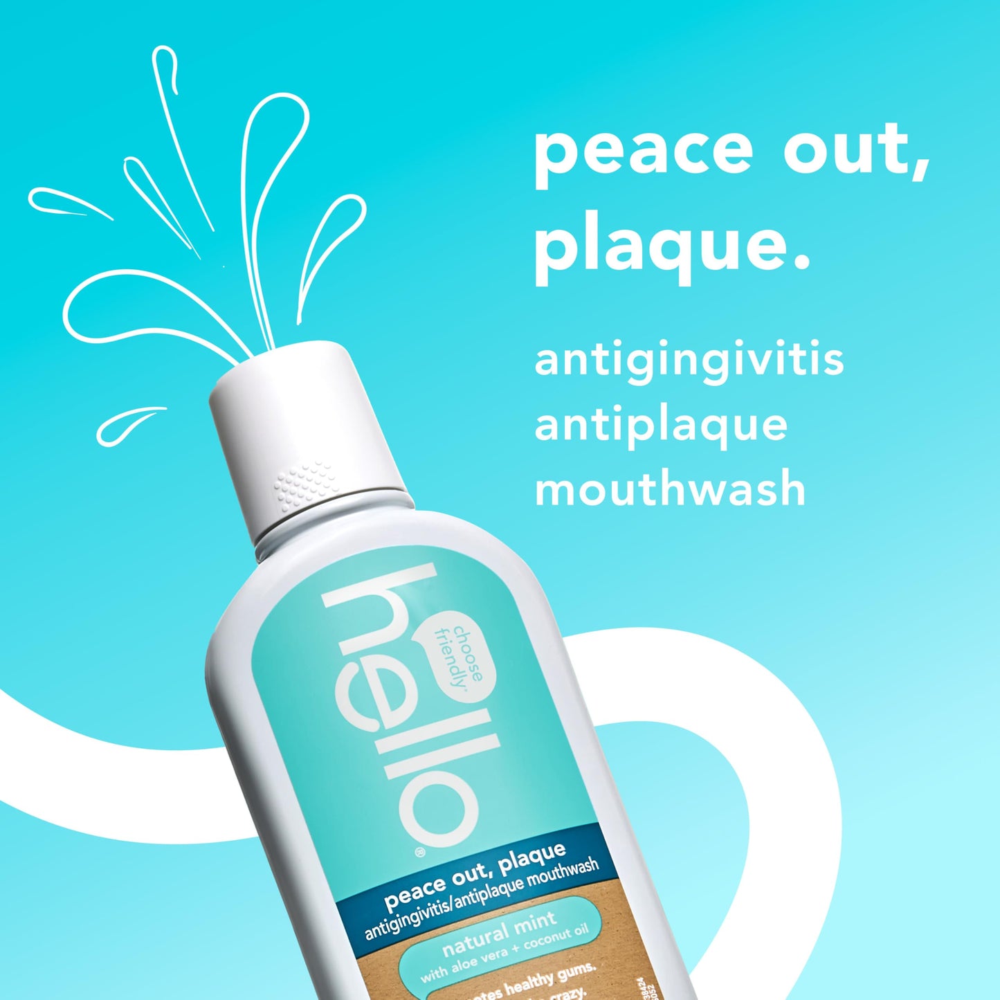 Hello Peace Out Plaque Mouthwash – Fluoride Free, Alcohol Free, Vegan (3x16 oz)