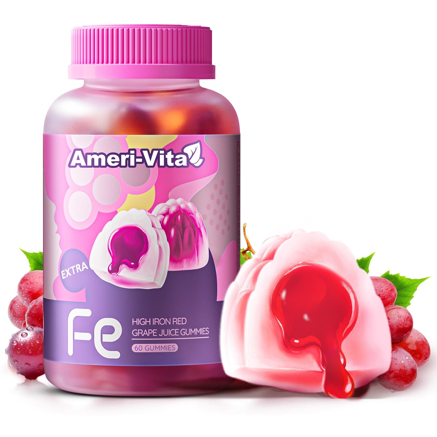 Heme Iron Gummies for Women with Salmon Peptides – Gentle, Sugar-Free for Anemia Support (60 ct)