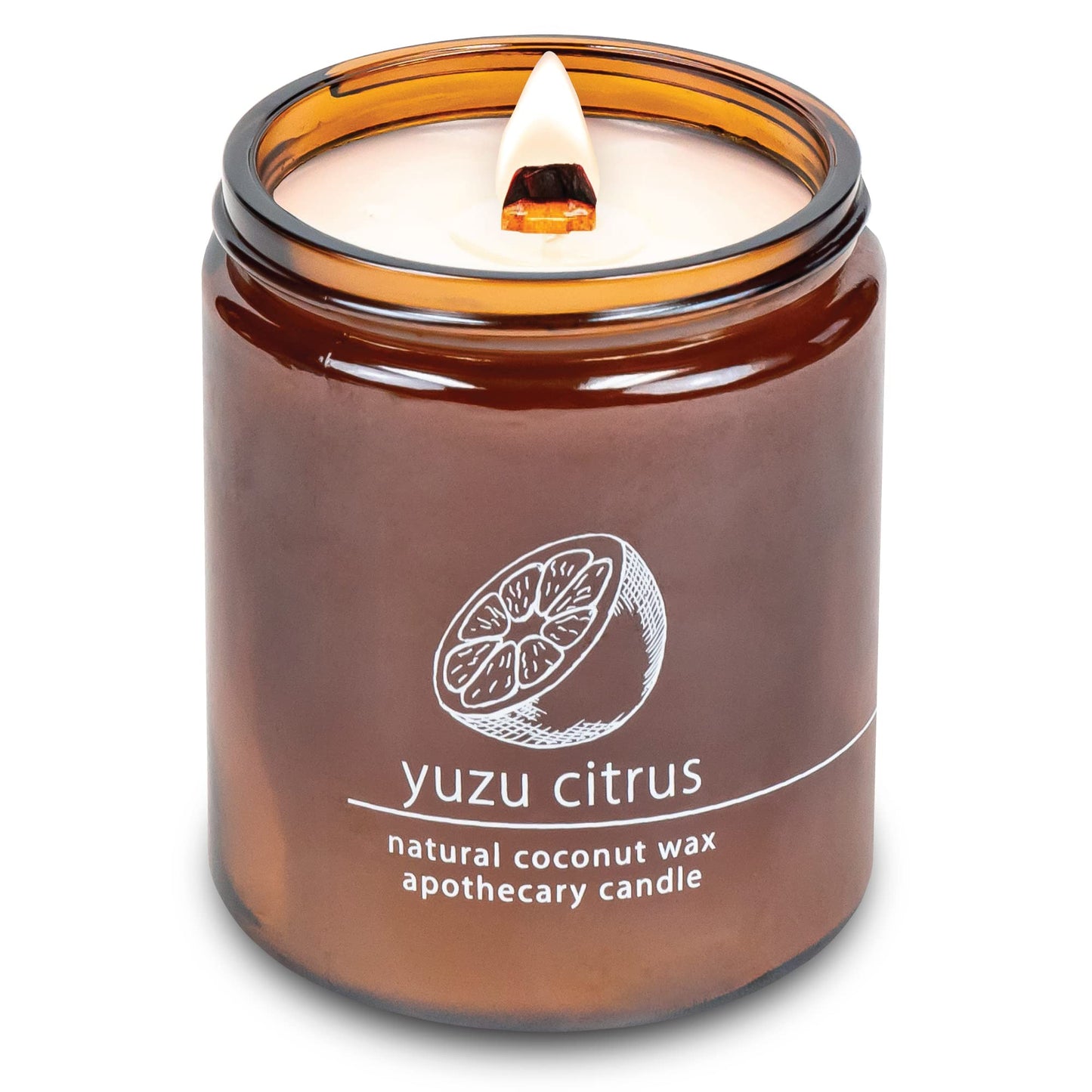 Hemlock Park Crackling Wood Wick Candle – Coconut Wax 8 oz (Yuzu Citrus)