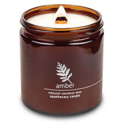 Hemlock Park Crackling Wood Wick Candle – Natural Coconut Wax, 16 oz (Amber)