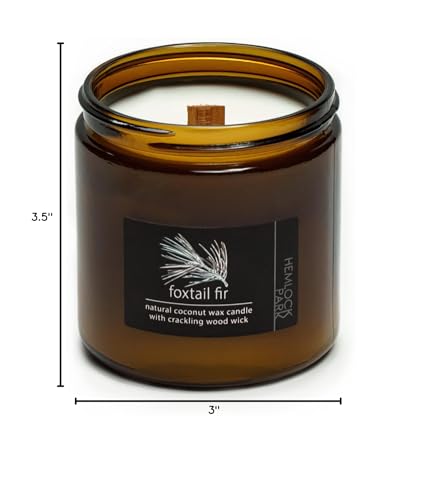 Hemlock Park Crackling Wood Wick Candle – Large 16 oz Coconut Wax (Foxtail Fir)