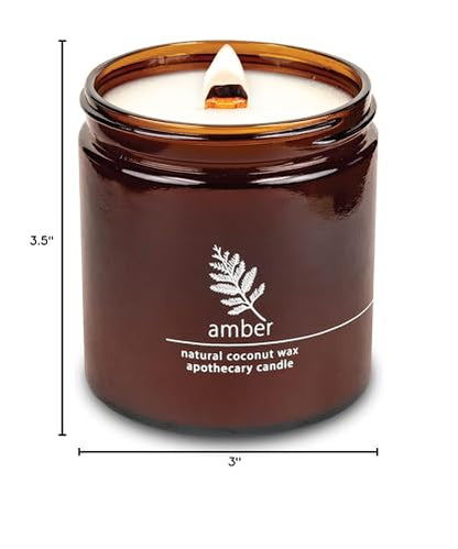 Hemlock Park Crackling Wood Wick Candle – Natural Coconut Wax, 16 oz (Amber)