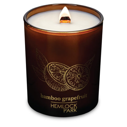 Hemlock Park Wood Wick Candle – Handcrafted Coconut Wax, Bamboo Grapefruit, 7.2 oz
