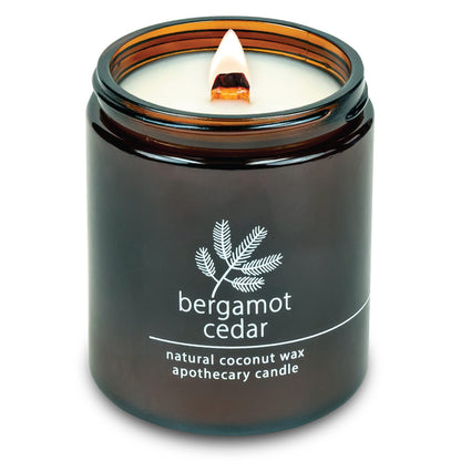 Hemlock Park Crackling Wood Wick Candle – 8 oz Bergamot Cedar