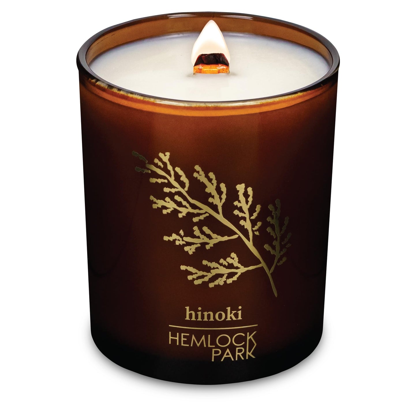 Hemlock Park Amber & Gold Wood Wick Candle – 7.2 oz Hinoki