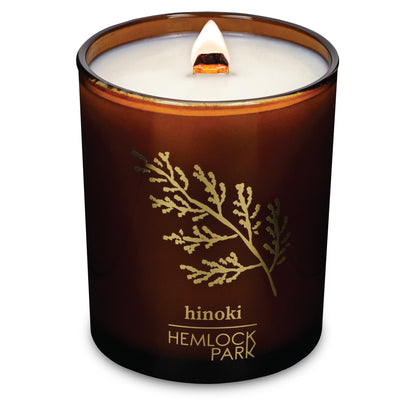 Hemlock Park Amber & Gold Wood Wick Candle – 7.2 oz Hinoki