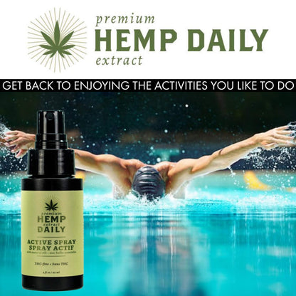 Hemp Daily Active Spray – Organic Hemp Oil with Essential Oils | 2 oz each | 3 Pack | Vegan & Cruelty-Free | THC-Free