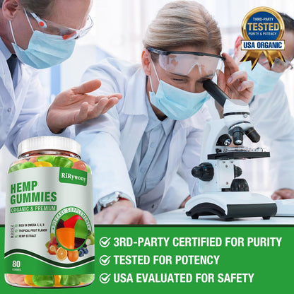 Hemp Gummies (3 Packs) – High Potency Organic Hemp Oil Extract, 240 Count