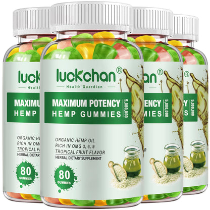 LUCKCHAN Hemp Gummies Advanced Extra Strength – 4-Pack for Sleep, Pain & Anxiety