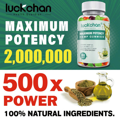 LUCKCHAN Hemp Gummies Advanced Extra Strength – 4-Pack for Sleep, Pain & Anxiety