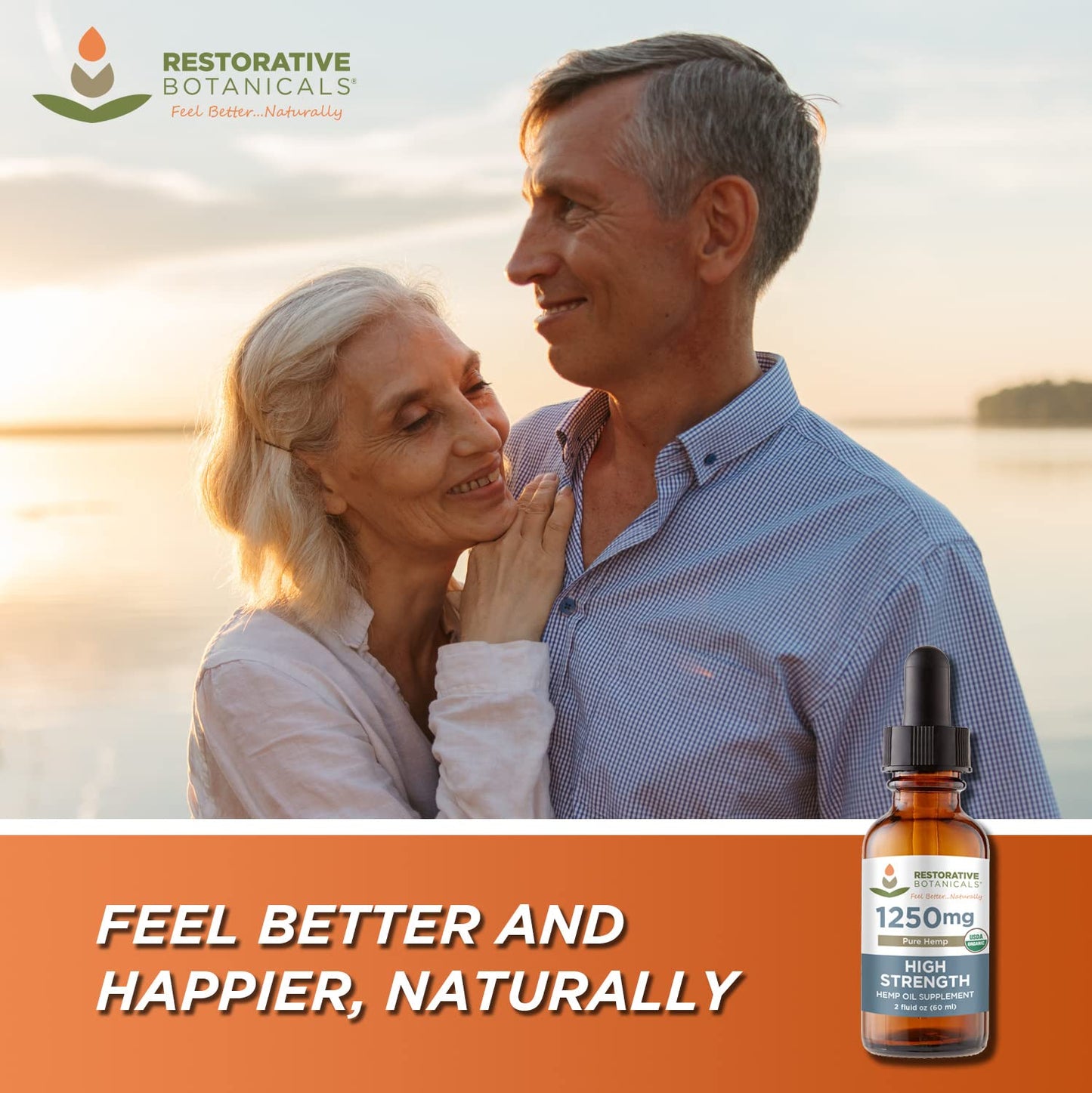 High Strength USDA Organic Hemp Oil Drops 1250mg – 2oz/60ml | Calming Relief