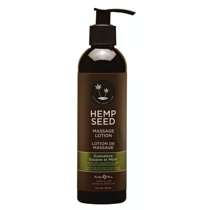 Hemp Seed Massage Lotion, Guavalava - 8 oz - Glides Easily on Skin, Absorbs Slowly & Deeply, Moisturizes, Leaves Skin Silky Soft - Vegan, Cruelty Free