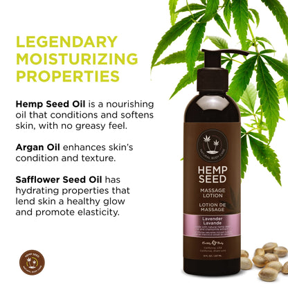 Hemp Seed Massage Lotion Lavender - 8 oz | Vegan & Cruelty-Free