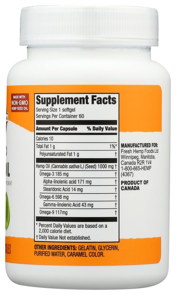 Hemp Seed Oil 1000mg, 60 Softgels – Pack of 4 | Omega-3 & 6