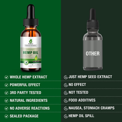 Hemp Oil Organic Premium - Maximum Strength | 100% Natural Hemp Drops Tincture - Vegan 2-Pack