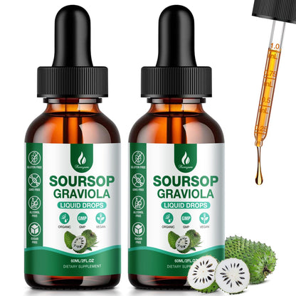 Hemyum Soursop Bitters Liquid – 2 Pack, 7-in-1 Graviola Drops with Sea Moss