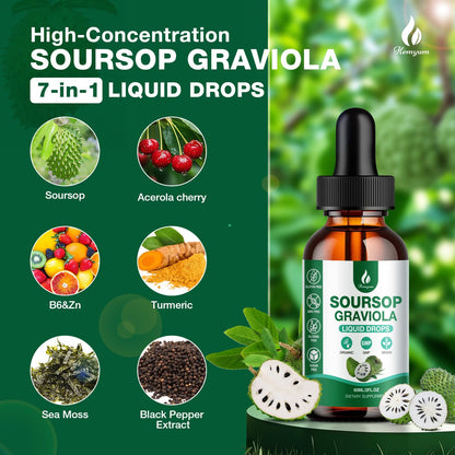 Hemyum Soursop Bitters Liquid – 2 Pack, 7-in-1 Graviola Drops with Sea Moss
