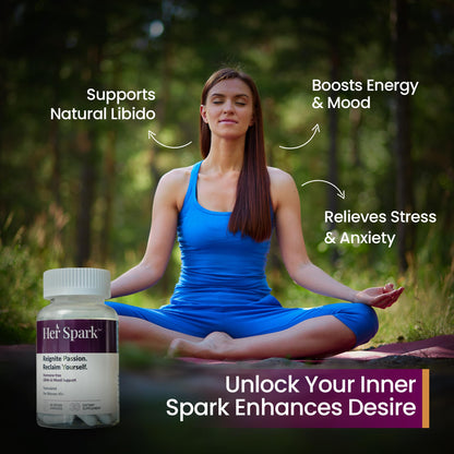Her Spark Menopausal Libido & Mood Support - Female Hormone Balance & Desire Booster with Ashwagandha Fenugreek & Shetavari - Hormone-Free, Vegan Menopause Supplement
