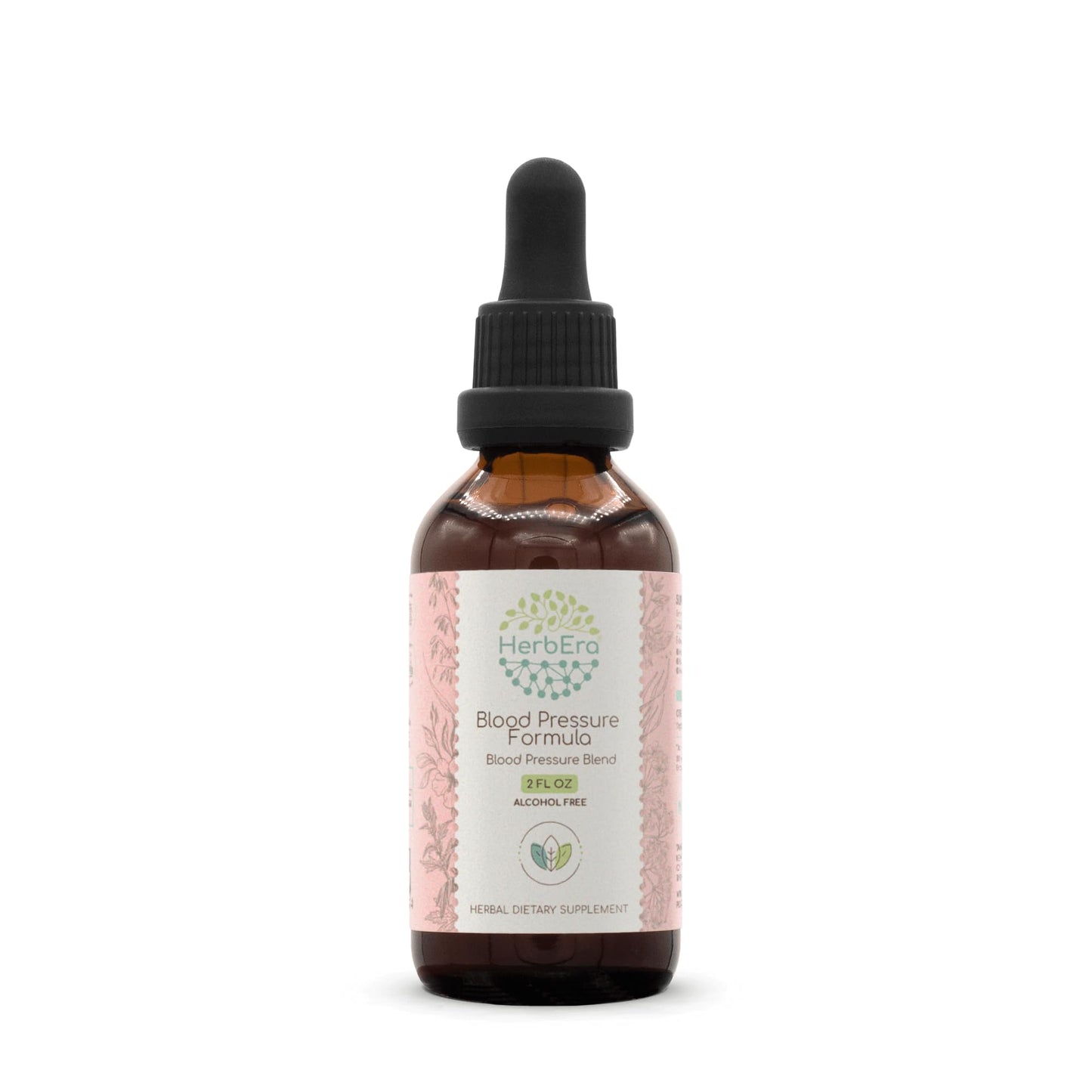 HerbEra Blood Pressure Formula B60 Alcohol-Free Tincture - Hawthorn, Motherwort, Cayenne Pepper, Hibiscus, Spirulina - 2 fl oz
