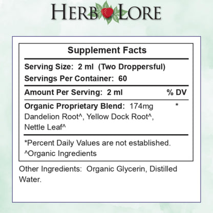 Herb Lore Iron Tonic - Organic Liquid Iron Drops for Kids & Women (4 fl oz) - Plant-Based & Vegan