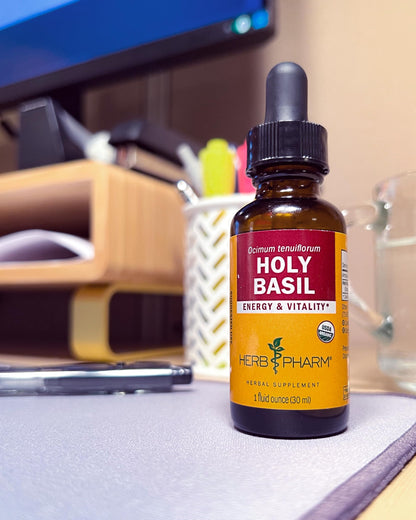 Herb Pharm Holy Basil (Tulsi) Liquid Extract – Certified Organic, Energy & Vitality (4 oz)