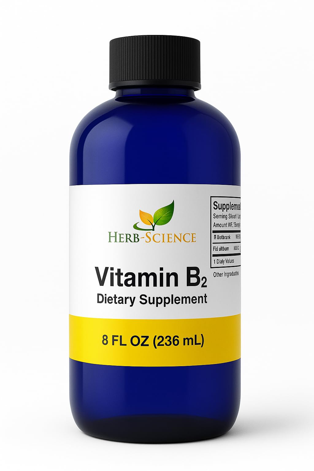 Herb-Science Vitamin B2 Drops | Riboflavin Liquid for Energy, Hair & Skin Support | Non-Alcoholic 8 Fl Oz