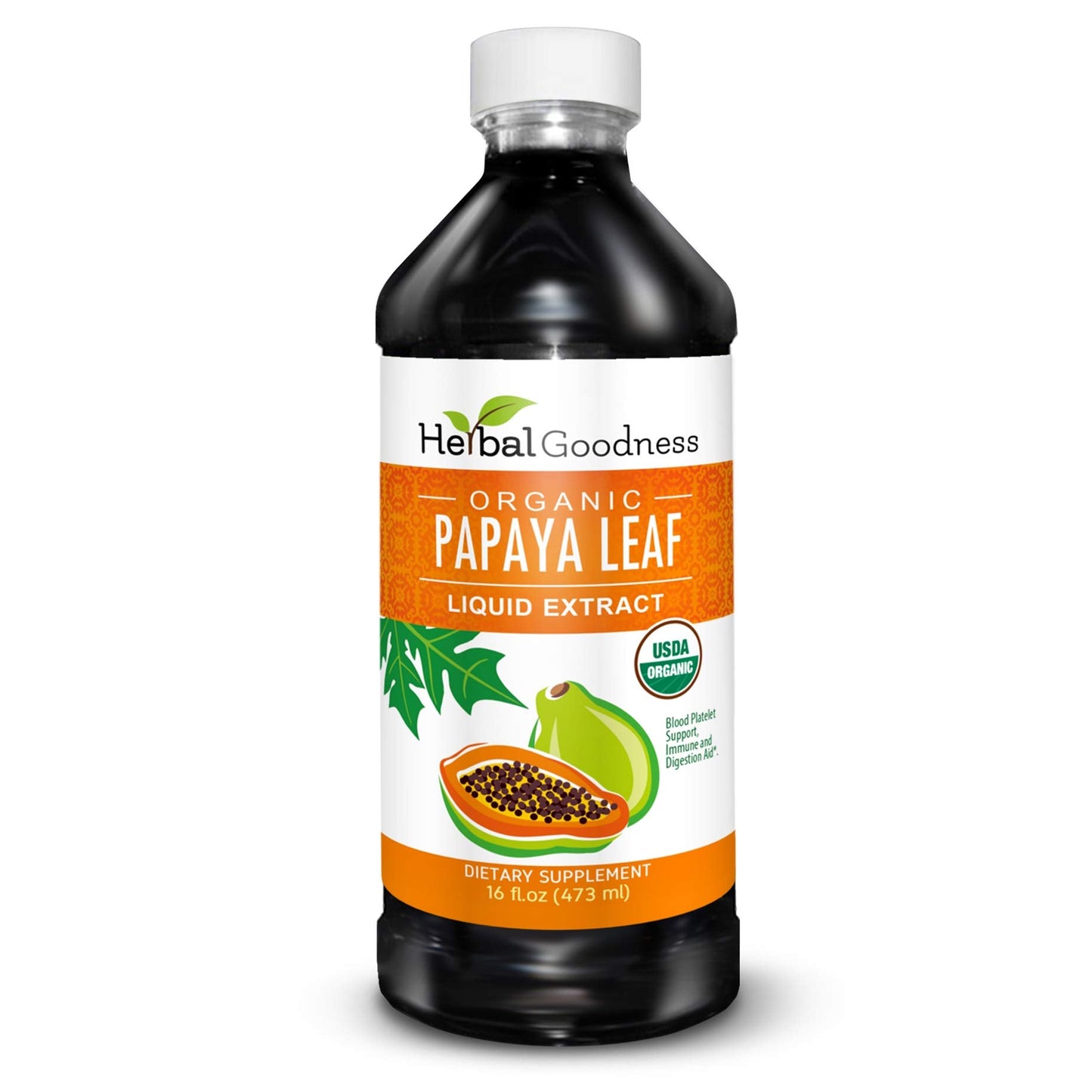 Herbal Goodness Papaya Leaf Extract 15X Platelet Support – Organic 16 oz Liquid