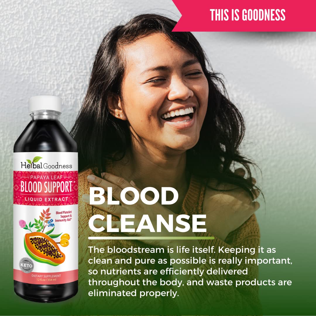 Papaya Leaf Blood Support Liquid - 15X Strength | Healthy Platelets & Digestion - 12oz