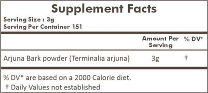 HERBAL HILLS Arjuna Bark Powder – Terminalia Arjuna, 16 oz (454 g) – Standardized Extract