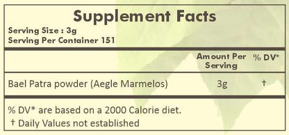 HERBAL HILLS Bael Patra Powder – Bilva Powder (Bilva Leaf) 16 Oz | Aegle Marmelos