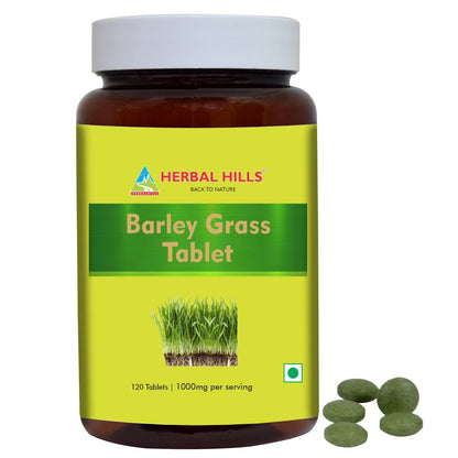 HERBAL HILLS Barley Grass Tablets 120 Count - Vegan Friendly Superfood