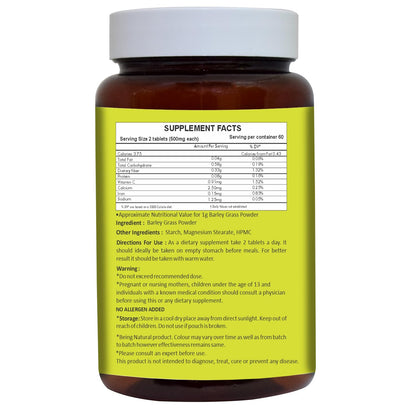 HERBAL HILLS Barley Grass Tablets 120 Count - Vegan Friendly Superfood