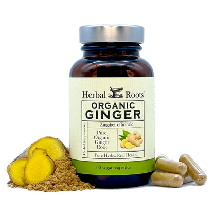 Herbal Roots Ginger Supplement | Organic Ginger Root Capsules | 1,200 mg per Serving
