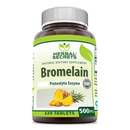 Herbal Secrets Bromelain Supplement 500 mg Tablets – Non-GMO, Gluten Free, Made in USA – 120 Count