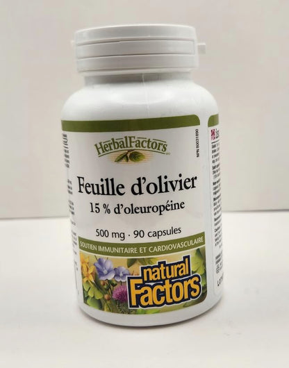 HerbalFactors by Natural Factors - Olive Leaf 500 mg | Natural Wellness Formula | 90 Capsules