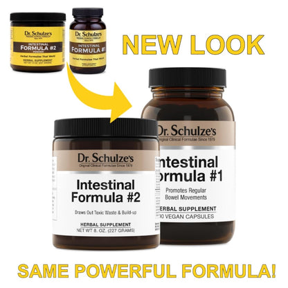 Dr. Schulze's Intestinal Formula #2 (8 oz) & Intestinal Formula #1 (90 capsules) - Organic Herbal Supplements