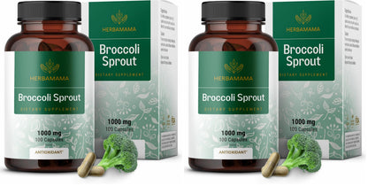 HERBAMAMA Broccoli Sprouts Capsules – 1000mg Broccoli Sprout Extract, Vegan & Non-GMO | Immune & Antioxidant Support (Pack of 2)