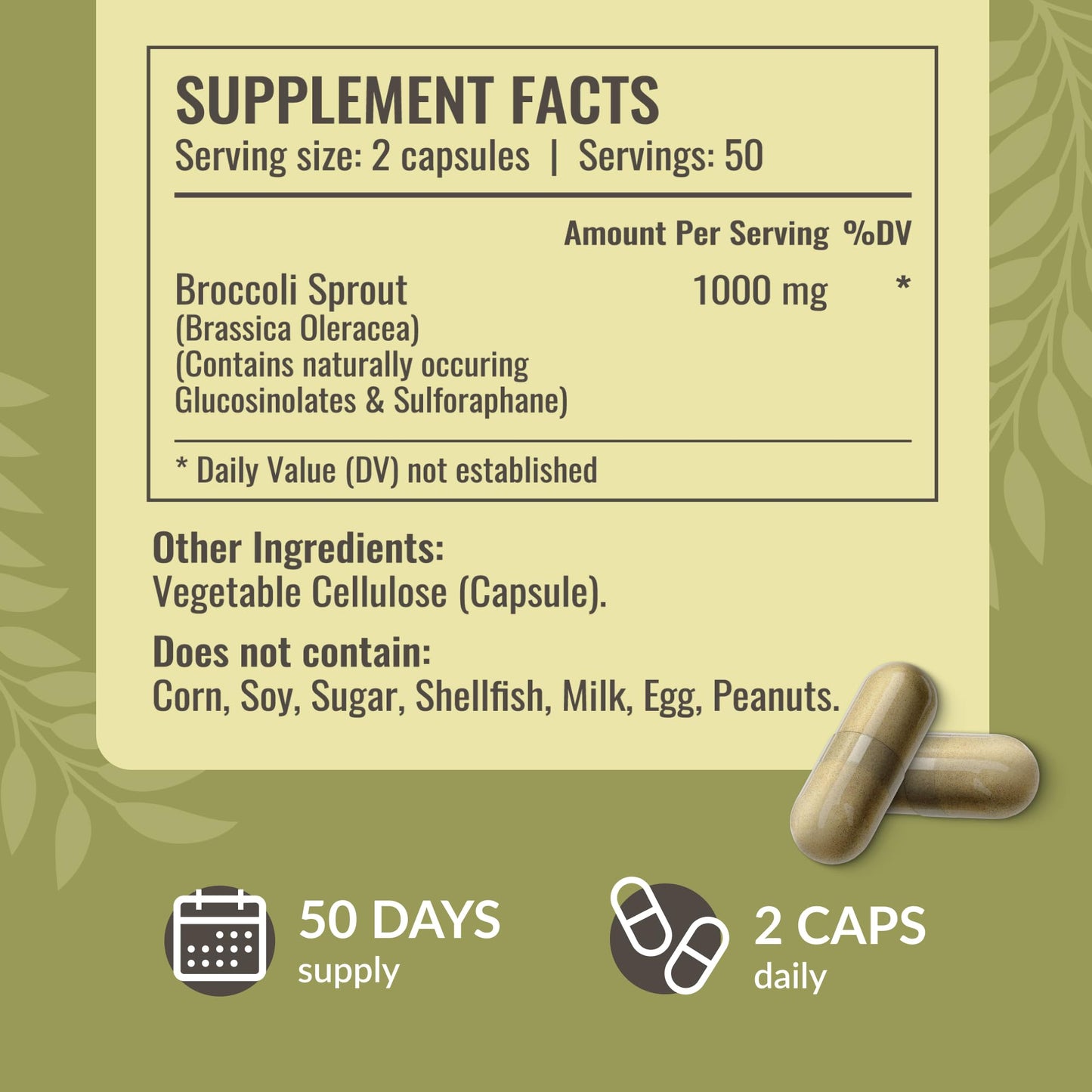 HERBAMAMA Broccoli Sprouts Capsules – 1000mg Broccoli Sprout Extract, Vegan & Non-GMO | Immune & Antioxidant Support (Pack of 2)
