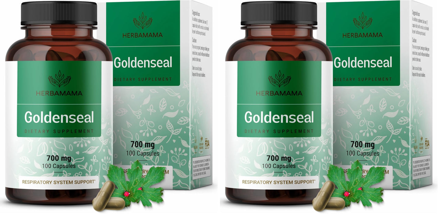 Goldenseal Root Capsules 700mg - Immune & Respiratory Support | Vegan, Non-GMO (Pack of 2)