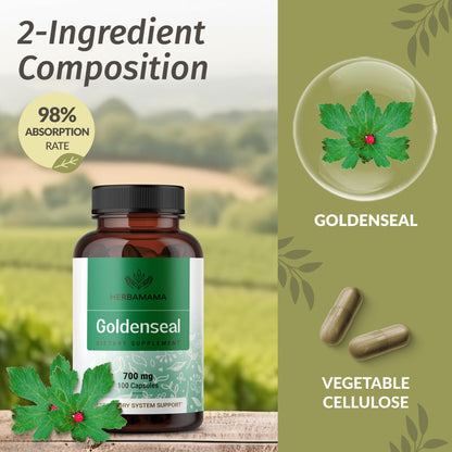 Goldenseal Root Capsules 700mg - Immune & Respiratory Support | Vegan, Non-GMO (Pack of 2)