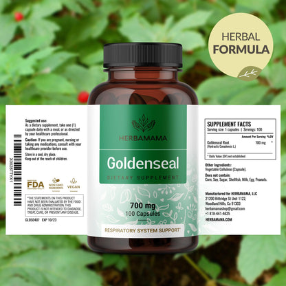 Goldenseal Root Capsules 700mg - Immune & Respiratory Support | Vegan, Non-GMO (Pack of 2)