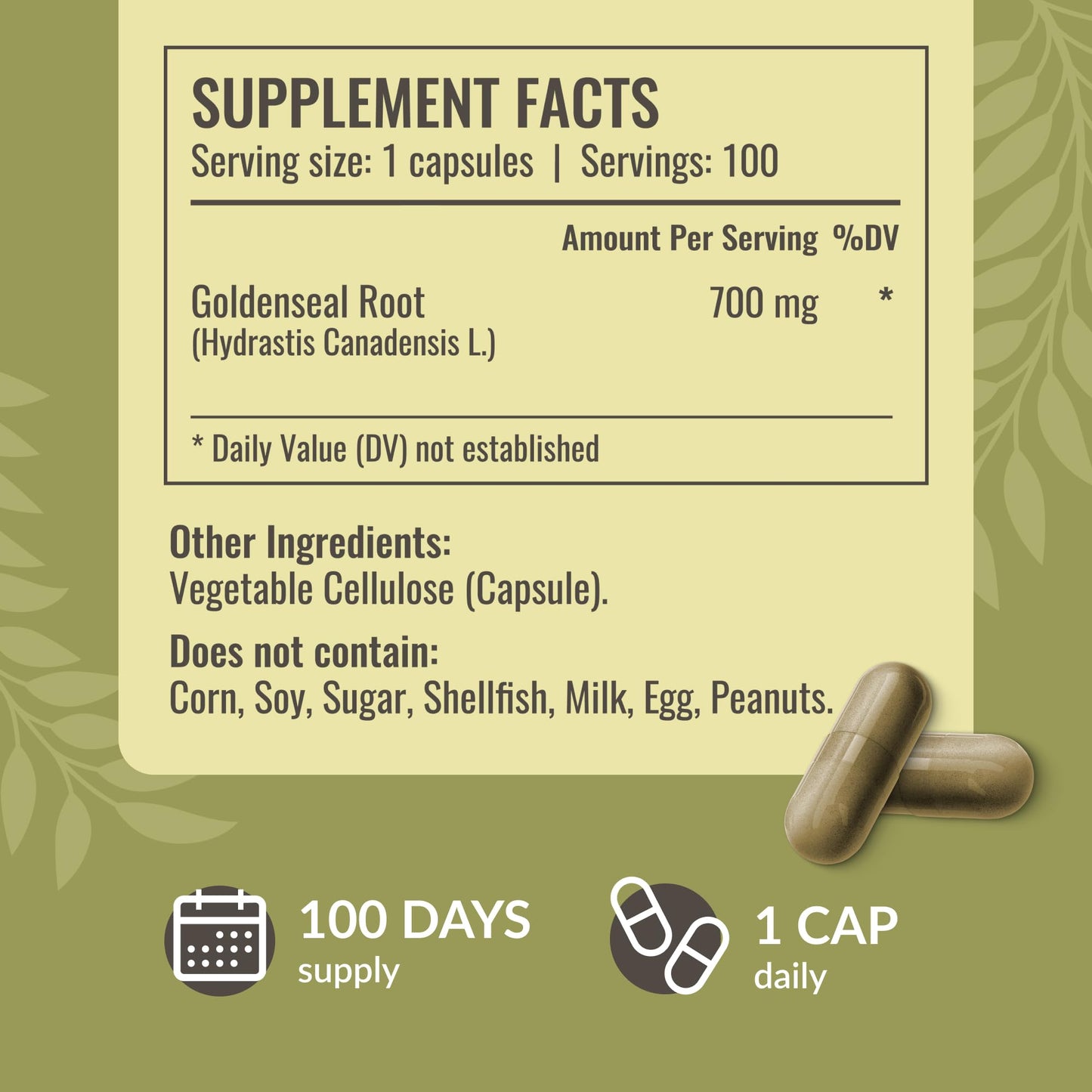 Goldenseal Root Capsules 700mg - Immune & Respiratory Support | Vegan, Non-GMO (Pack of 2)