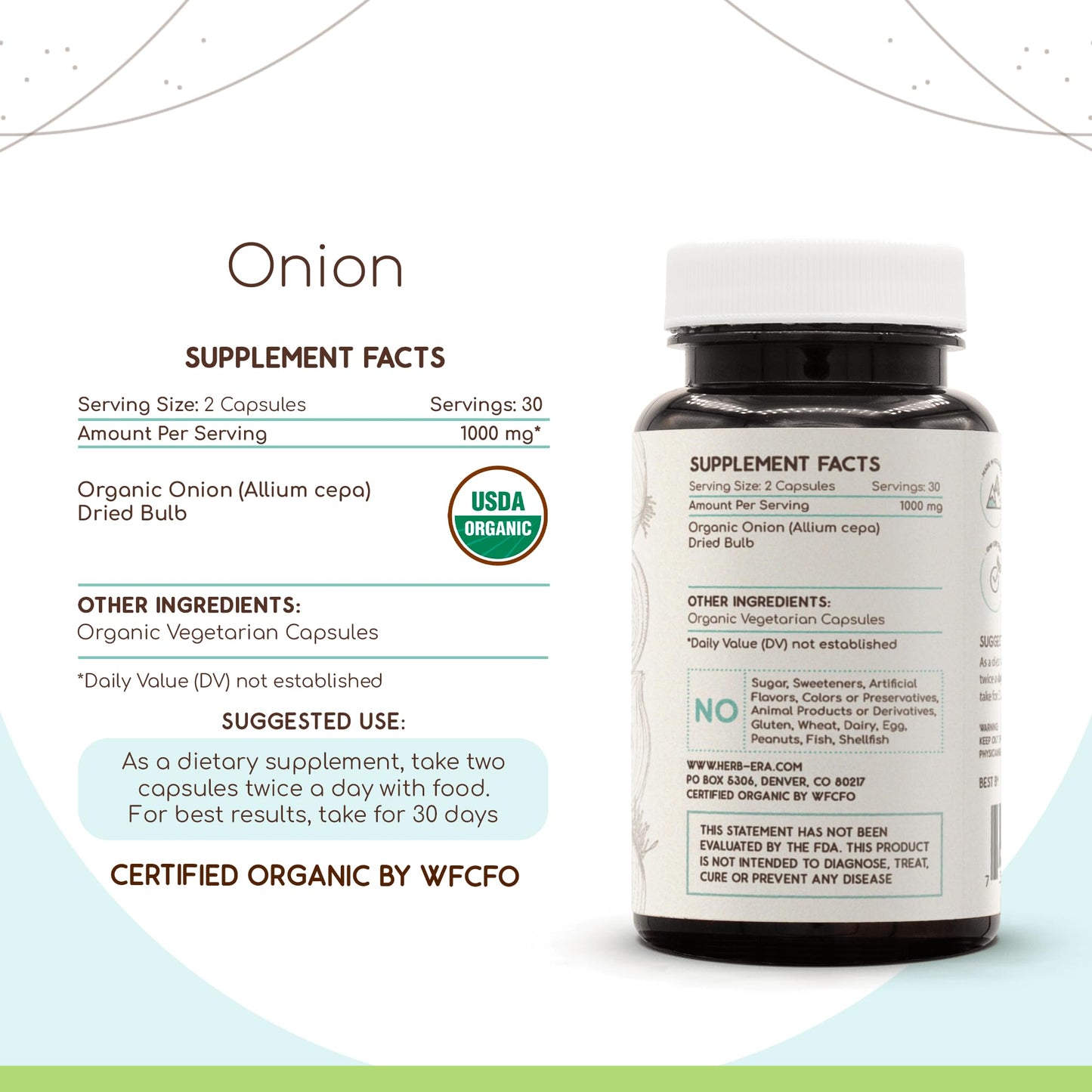 HerbEra Onion – USDA Organic, 60 Vegetarian Capsules