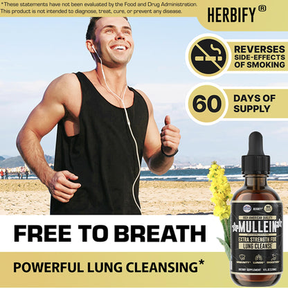 HERBIFY Mullein Drops – Lung Cleansing, Respiratory Support, Vanilla Flavor | Made in USA | 4 oz