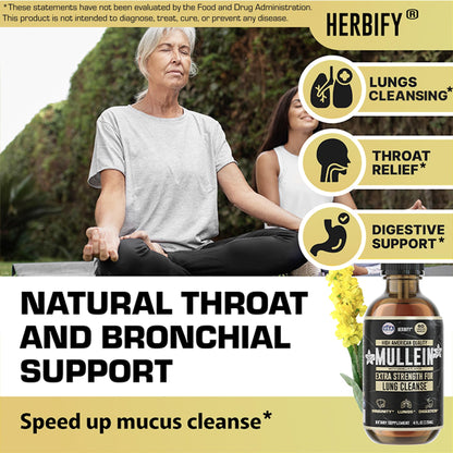 HERBIFY Mullein Drops – Lung Cleansing, Respiratory Support, Vanilla Flavor | Made in USA | 4 oz