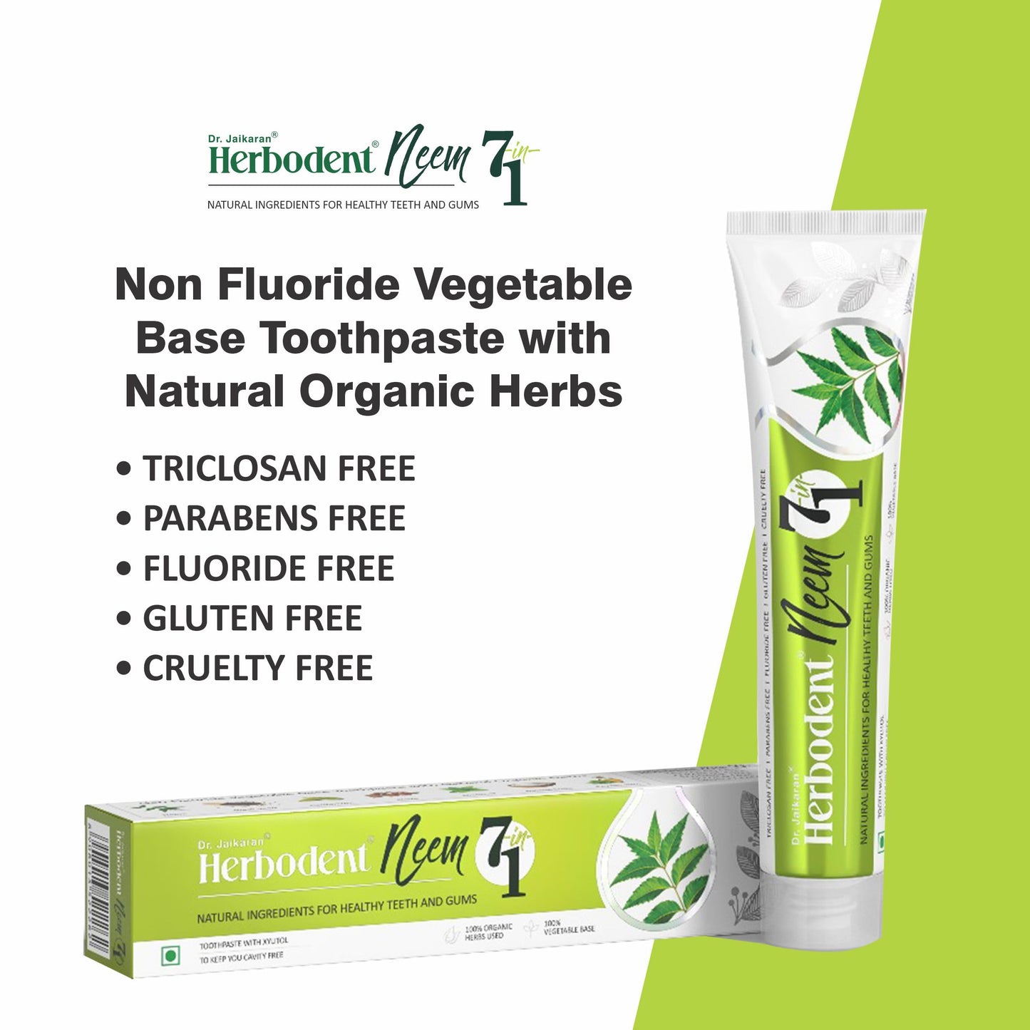 Herbodent Neem 7 in 1 Toothpaste – 6.53 oz (Pack of 6) | Organic Neem, Black Seed, Xylitol, Cardamom & Mint